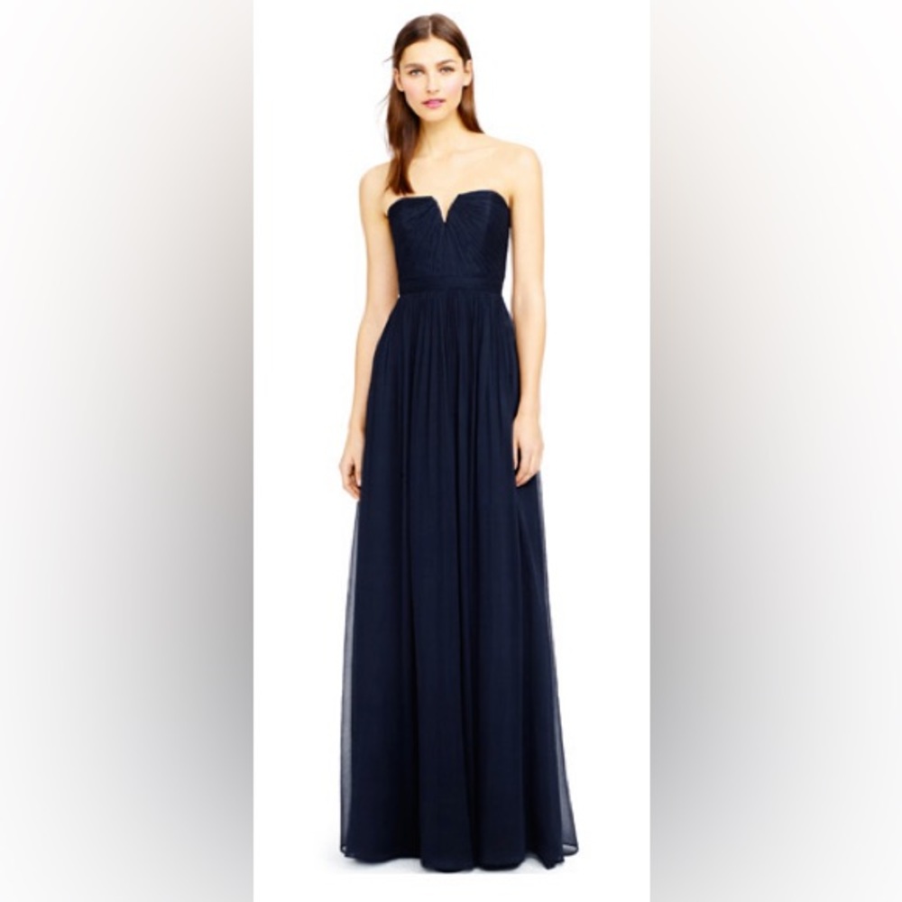 NEW JCrew Silk Chiffon Nadia Gown $365 Newport Navy